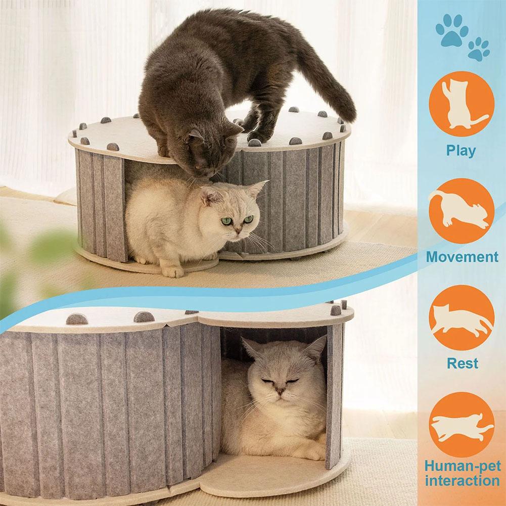 Semi Enclosed Pet Tunnel Cat Bed Waterproof Detachable Cat Felt Bed Playing Felt Nest Tunnel Tunnel Nest Pet Pet Cat W6H7