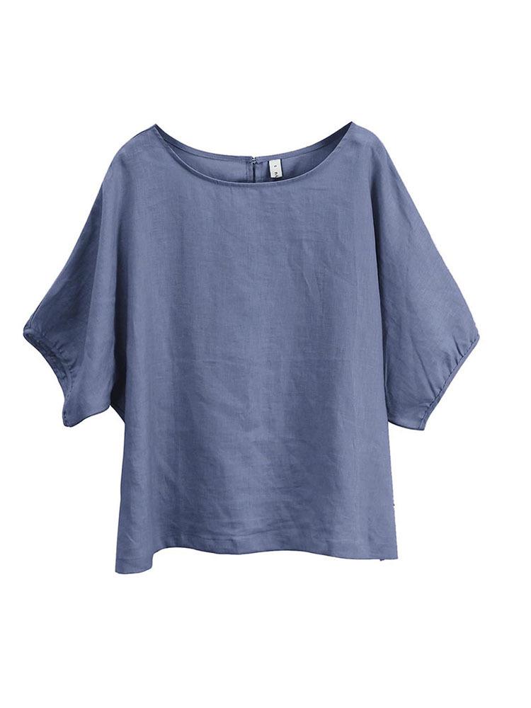 Women's European & American Style Summer Linen Lantern Sleeve Top