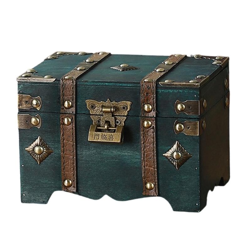 Pudełko do przechowywania w stylu antycznym z bezpiecznym kodem kombinacyjnym Duża pojemność Drewniana skrzynia na biżuterię Kolekcje