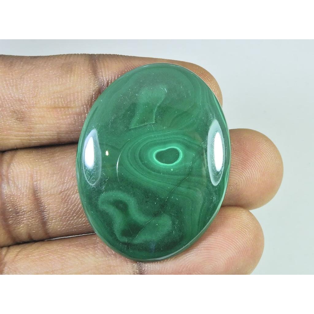 30X39X05 MM Natural Green Malachite Oval Cabochon Loose Gemstone 75Cts. C-1683