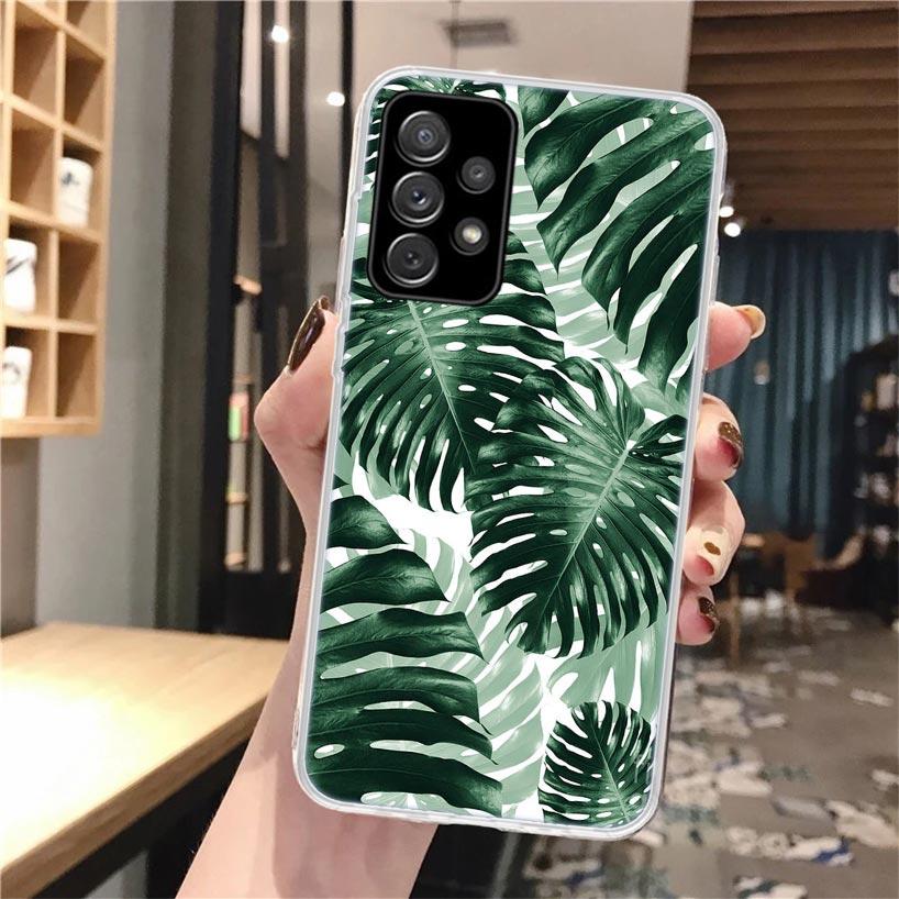 Summer Tropical Plants Green Leaf Phone Case For Samsung Galaxy A56 A55 A54 A53 A16 A15 A14 A13 A36 A35 A34 A33 A26 A25 A24 A23