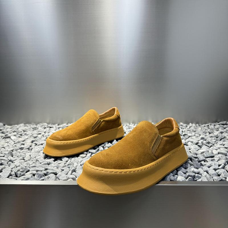 One-pedal Casual Men's Shoes, New Doudou Shoes, Thin Velvet Thick-soled Lazy Shoes, Fashionable and Loose Low-top Leather Surface Cr