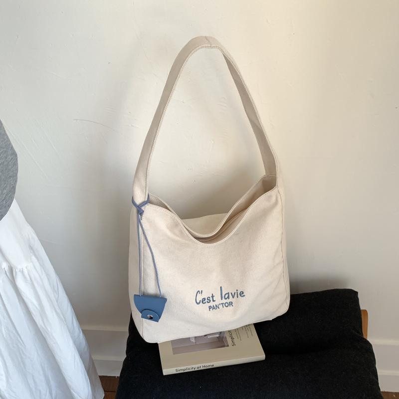 

Canvas bag 2025 summer new Korean style tote casual fashion bag shoulder large capacity tote bag shopping bag