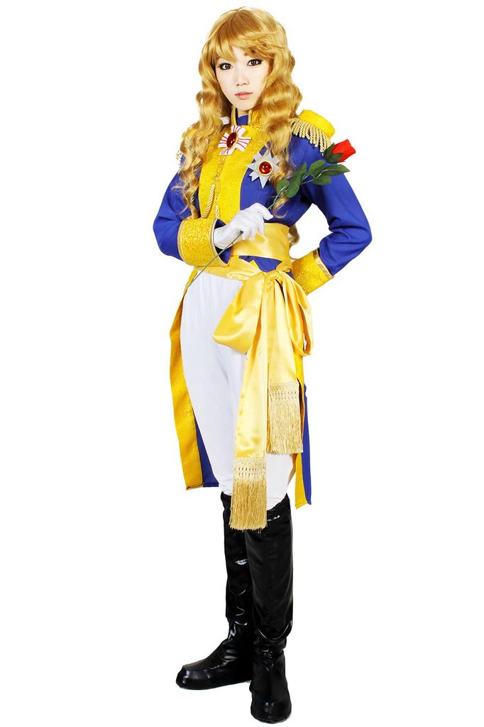 [NOOLOR] The Rose of Versailles Oscar Military Uniform, Captain of the Imperial Guard Cosplay Costume (M, Blue)