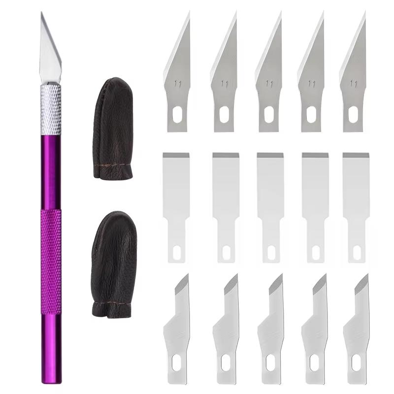 17Pcs Knife Blades Precision Craft Knife Set , For DIY Artwork, Cutting, Models, Scrapbook Leather Carving Tool Carving Knife