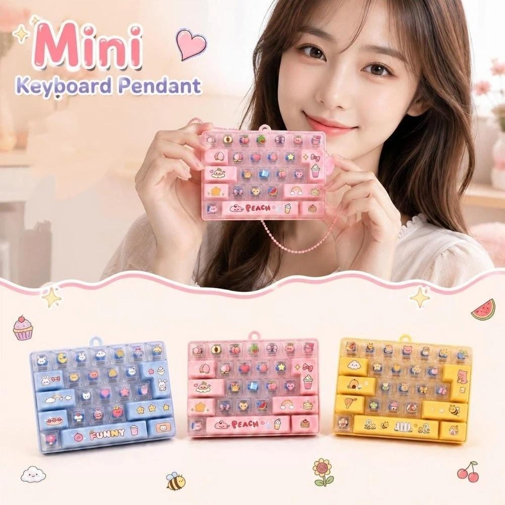 Transparent Dual-Tone Mini Keyboard Pendant 26-Key Keyboard Keychain Bag Accessory