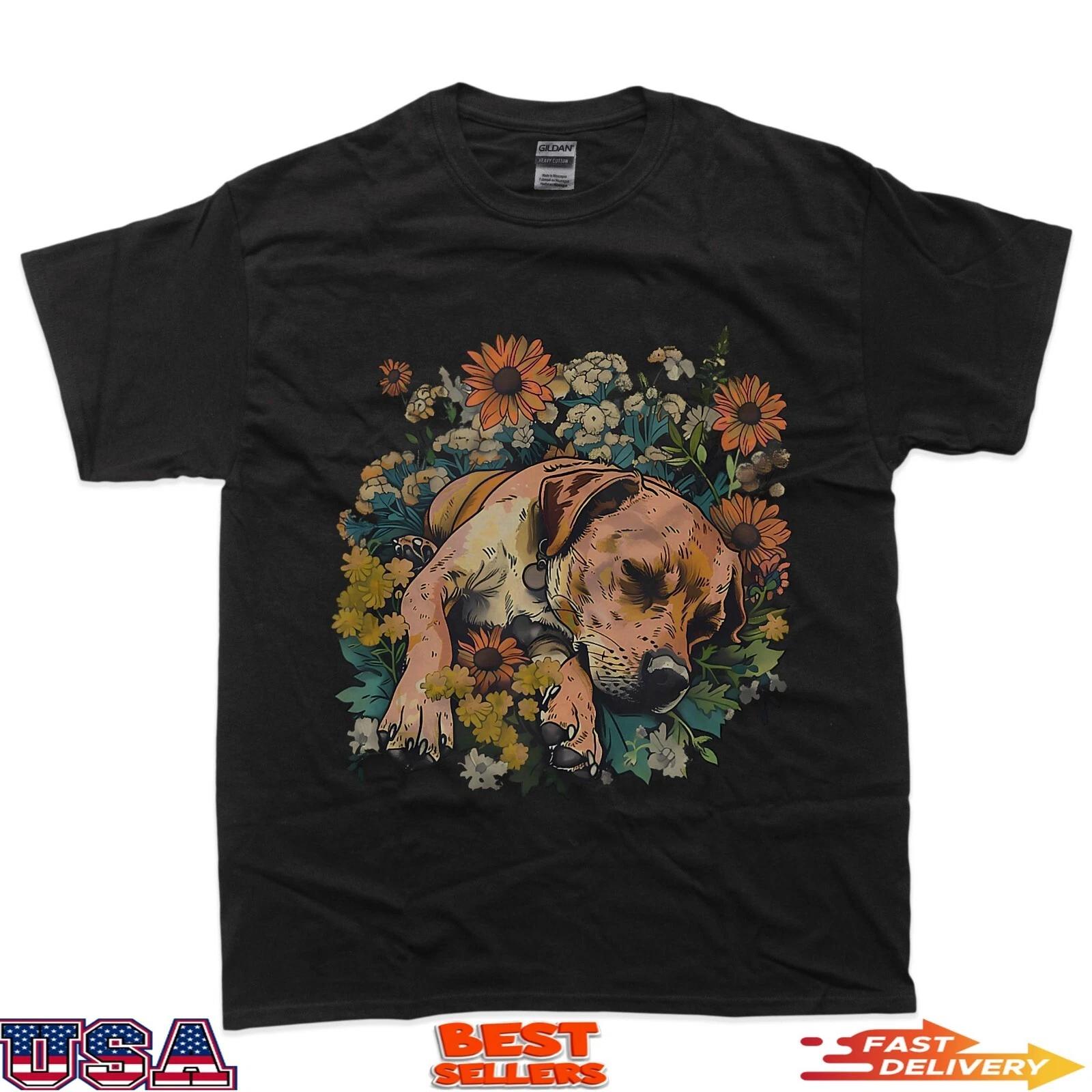 

Sleep Dog Floral Sleepy Animal Dog Lover Cute Dog Sleeping 100% Cotton T-shirt Mens Tees Top 3XL