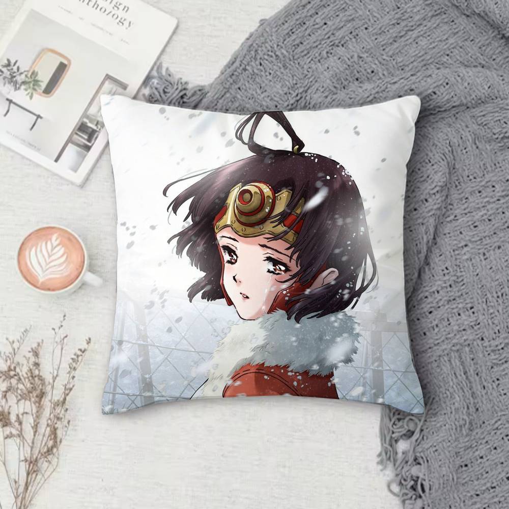 K-Kabaneri Of The Iron Fortress Double-Sided Printed Square Decorative Cushion Cover For Sofa Living Room Home Decor