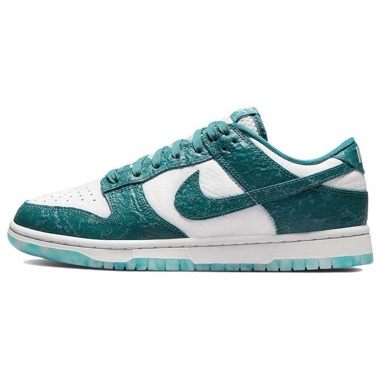 Nike Dunk Low Ocean Women s White Leather Textured Turquoise Overlays Casual Shoes DV3029-100 35.5