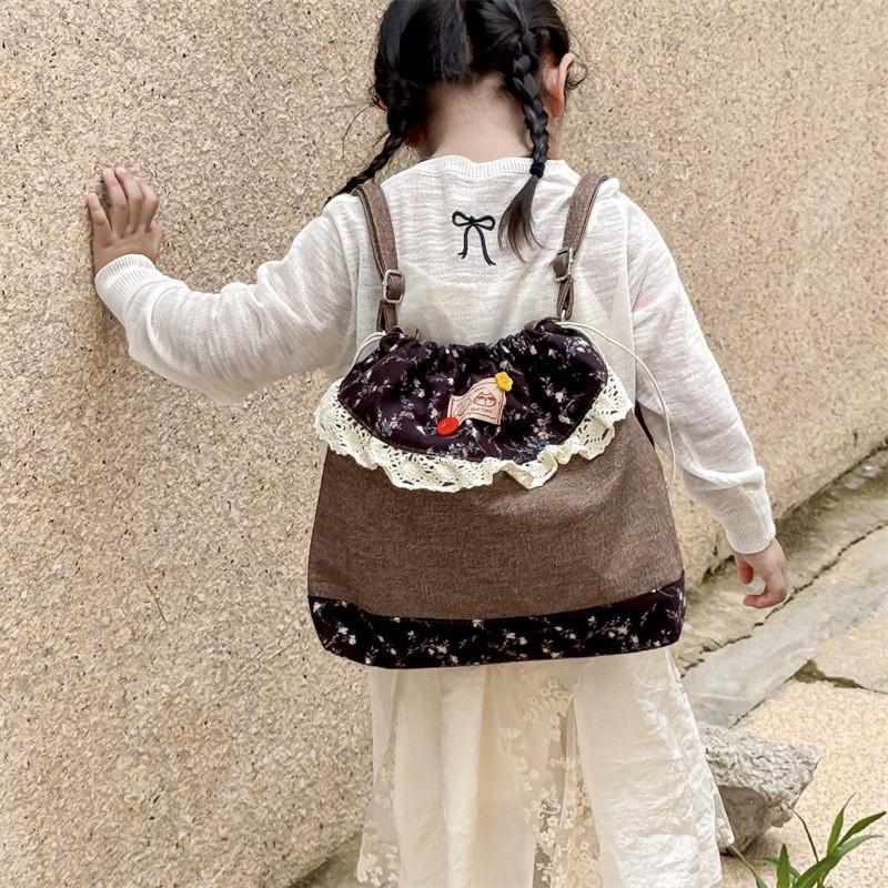 Schulrucksack mit Spitzen-Karomuster aus Oxford-Stoff mit gepolsterten Schultergurten für den Kindergarten