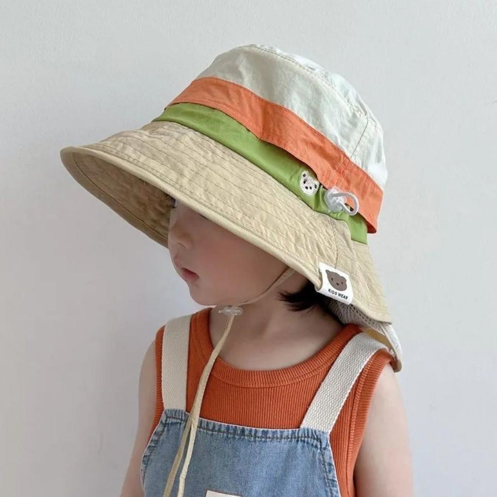Girls Summer Thin Foldable Sun Hat With Neck Flap UV Protection Fisherman Cap For Kids Outdoor Beach Shade