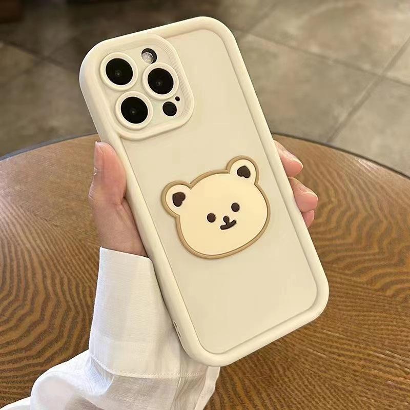Applicable to iPhone17/16e mobile phone case 15 three-dimensional bear 14 Apple 15pro anti-drop 11 protective case 8 soft case