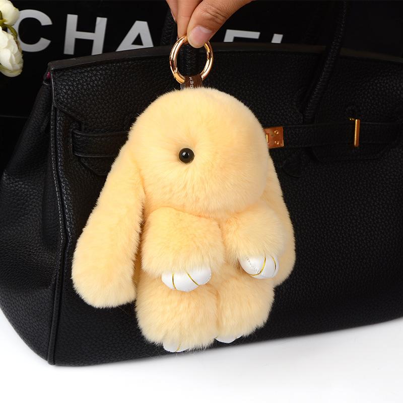 Three Model Size Rex Rabbit Fur Cute Fluffy Bunny Keychain Bag Toys Doll Lovely Keyring Pendant