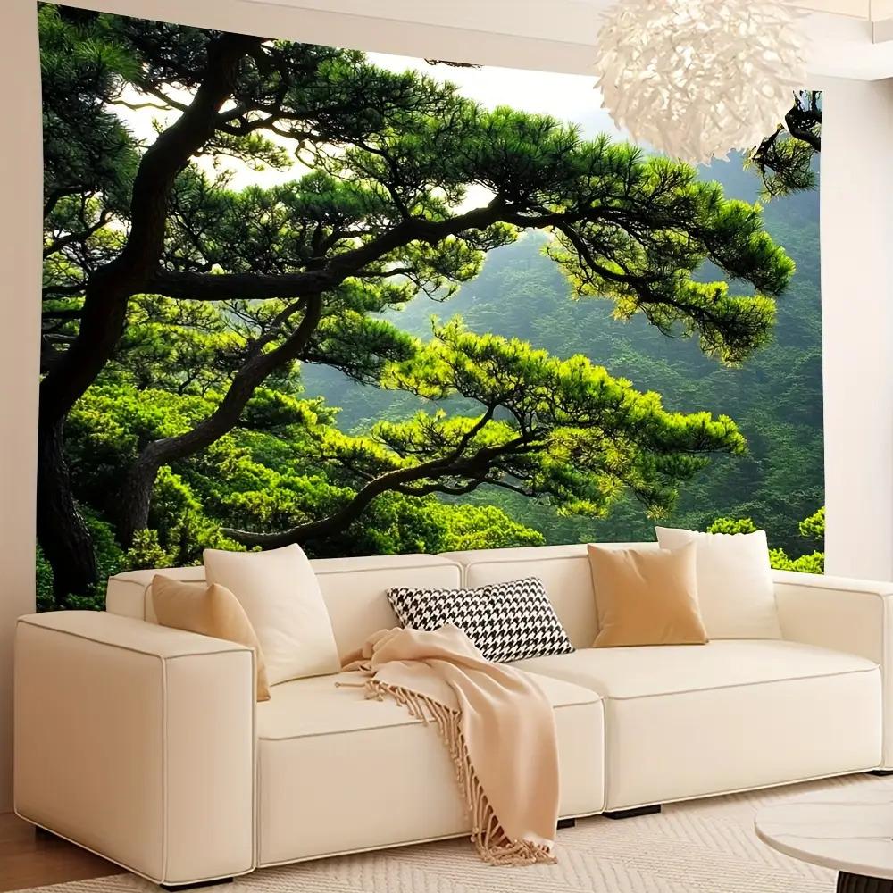 Green Pine Tree Forest Mountain View Nature Landscape Wall Tapestry Art Decor Home Interior Design Living Room Bedroom
