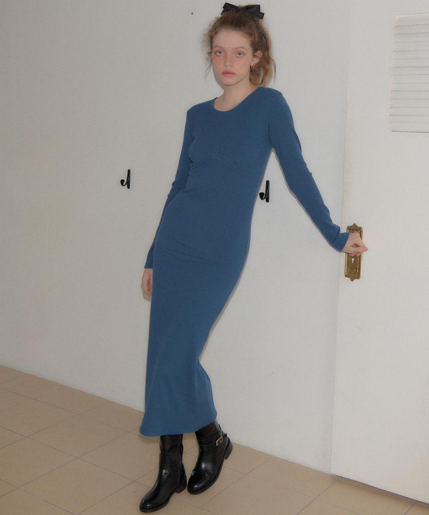 Salon De Yon Line Point Basic Jersey Dress_ Blue