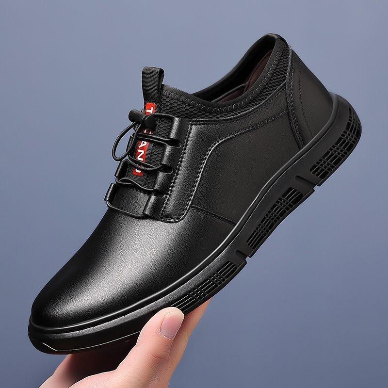 

Мужская обувь кожаная поверхность весна черный удобная мягкая подошва универсальная трендовая обувь спорт и отдых практичная кожаная обувь 39 чёрный