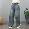 DIMANAF 2026 Summer New Plus Size Women Jeans Elastic Waist Long Pants Beading Loose Casual Denim Cotton Trousers Fashion Lady