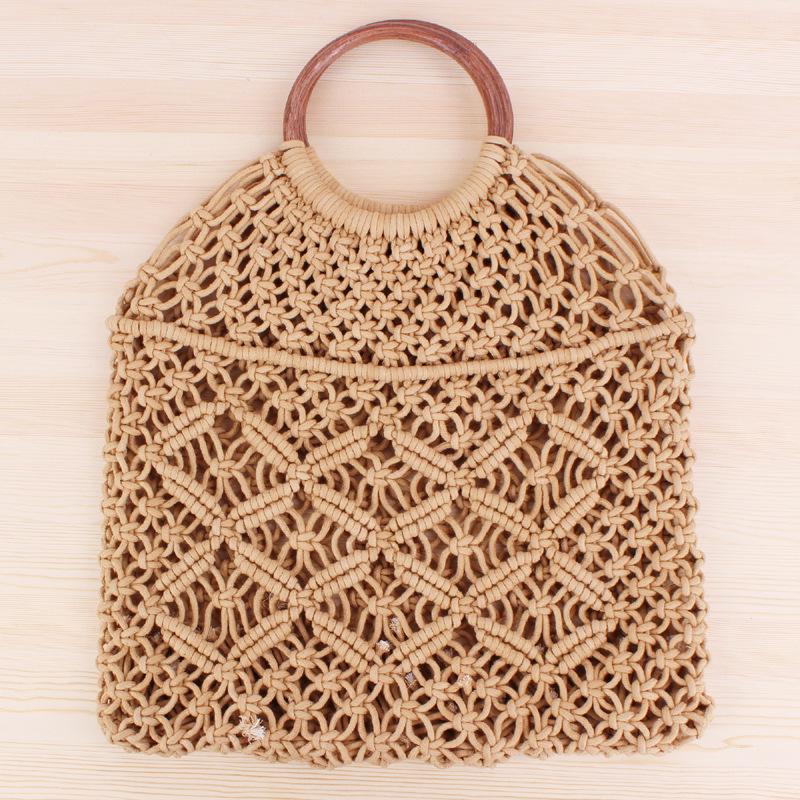 Handmade Cotton Rope Woven Mesh Bag - Women's Casual Beach Bag