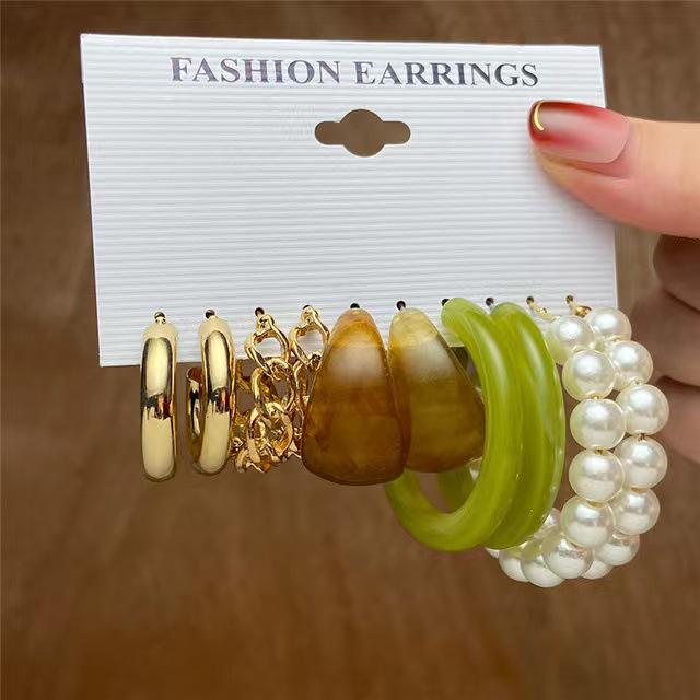 Women's Tassel and Pearl Crystal Stud Earring Set
