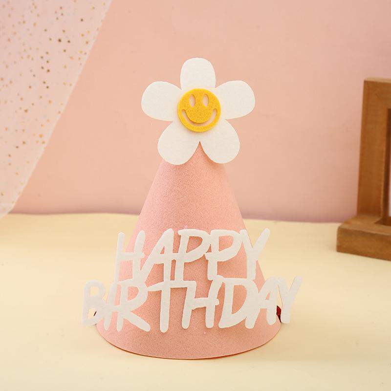 Sunflower & Daisy Felt Birthday Hat for Children s Party Photos, First Birthday Prop