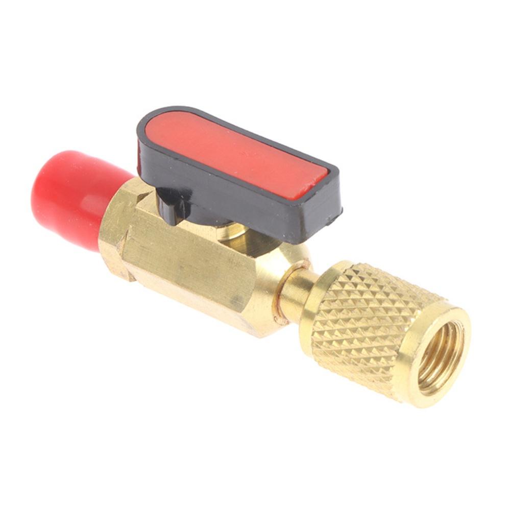 Charging safety valve ball valve with brass ABS construction compatible with 14 SAE filling pipes for refrigeration systems