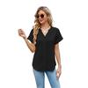 Sommer Neue Damen Kurzarm Shirt T-shirt Eis Seide Zou Bequeme V-ausschnitt Strickjacke Top S-2XL