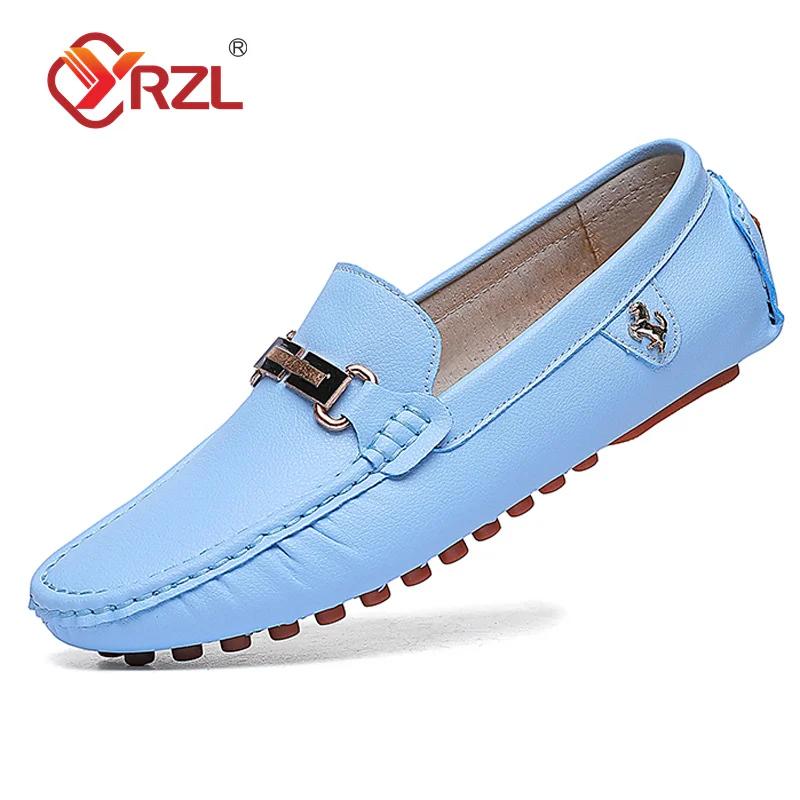 

YRZL Loafers Men Handmade PU Leather Loafer Casual Driving Flats Slip-on Shoes Luxury Comfy Moccasins White Loafers Shoes Men 38