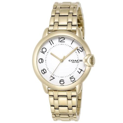 Coach ARDEN Watch, 36mm, Women's, Gold, White Dial, Quartz Movement, Water Resistant, Mineral Glass, 14503599