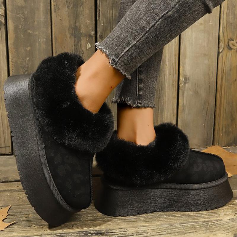 Fashion Classic Black Platform Snow Boots for Women Comfortable Faux Fur Warm Snow Boots Woman Short Plush Soft Sole Botas Lady