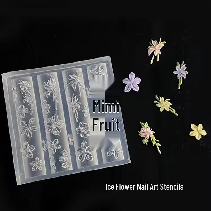 Embossed Ice Flower Nail Art Silicone Mold for Easy Demolding - DIY Resin Nail Polish and UV Gel Accessories