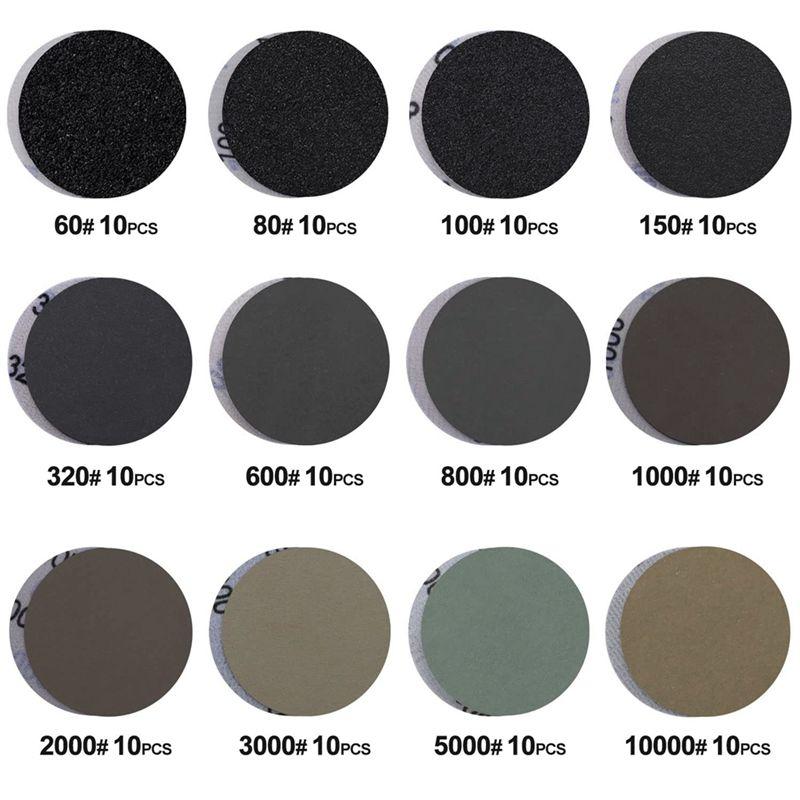 AT21-131 Pcs 3 Inch Sanding Discs With 60-10000 Grit Sandpaper, Car Headlight Restoration Kit For Wet Dry Sanding Easy To Use