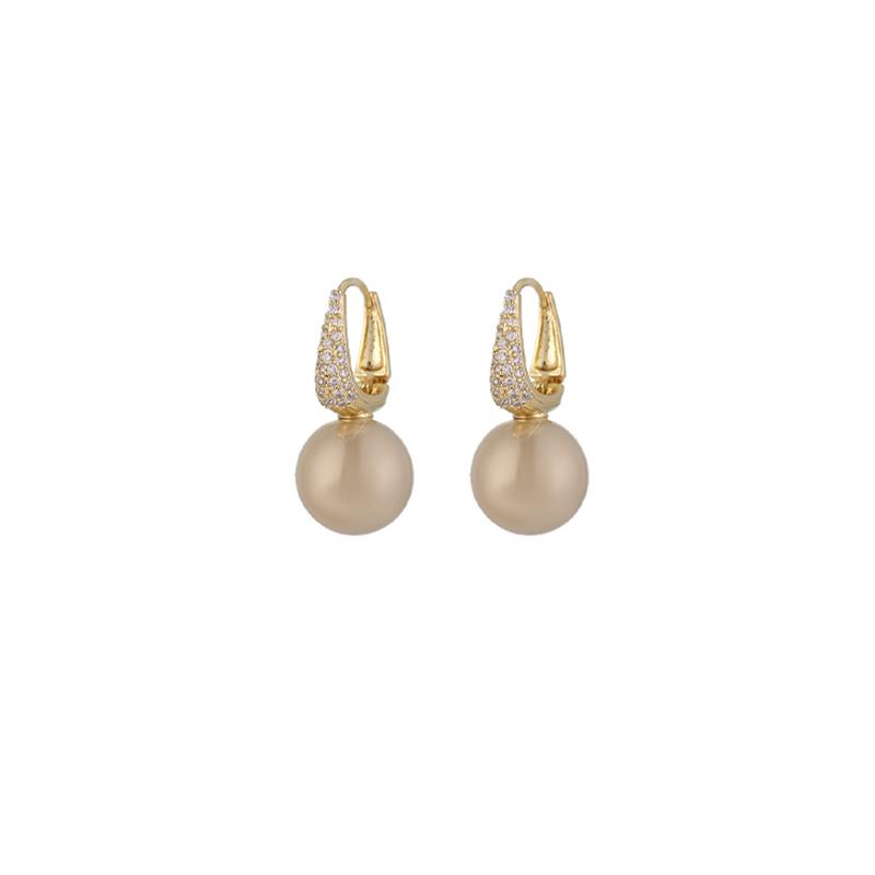 New French High end Light Luxury Imitation Pearl Zircon Earrings Women's Banquet Gift Jewelry Earrings 2024