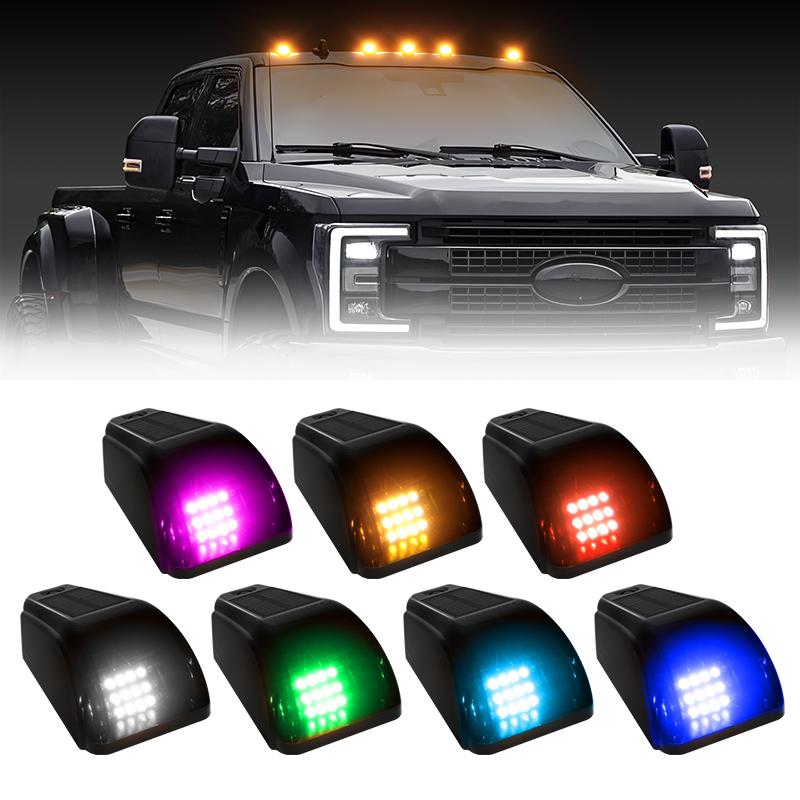 5PCS LED Solar Powered LED Car Roof Marker Truck Sidelight for Pickup Trailer SUV Cab Roof Top Running Signal Lamp Waterproof