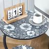 C-shaped Side Table with Floral Tabletop Metal Frame Office Living Room Bedroom