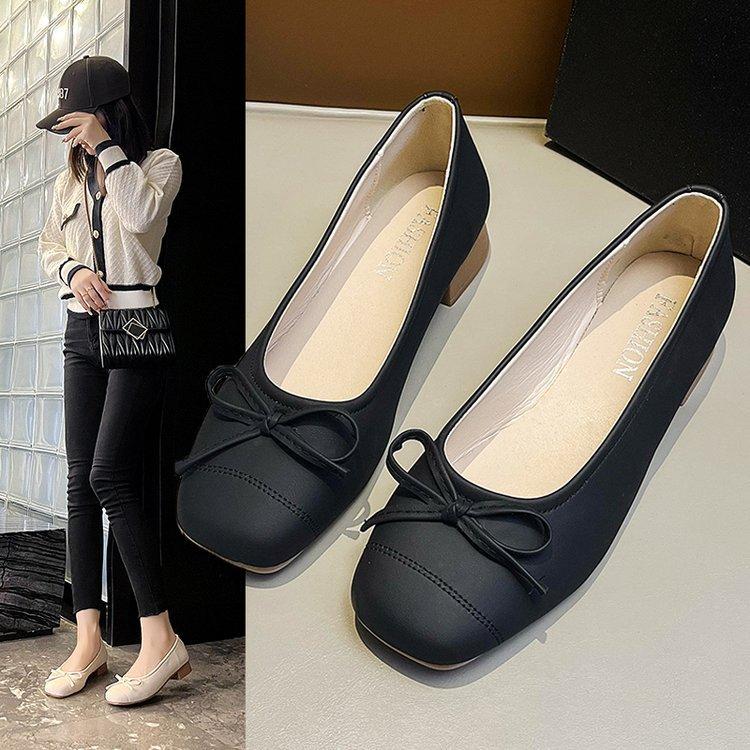 Mary Jane Shoes Women's Flats 2025 Autumn New Gentle Bow Doudou Shoes Soft Leather Soft Sole Shallow Mouth Single Shoes