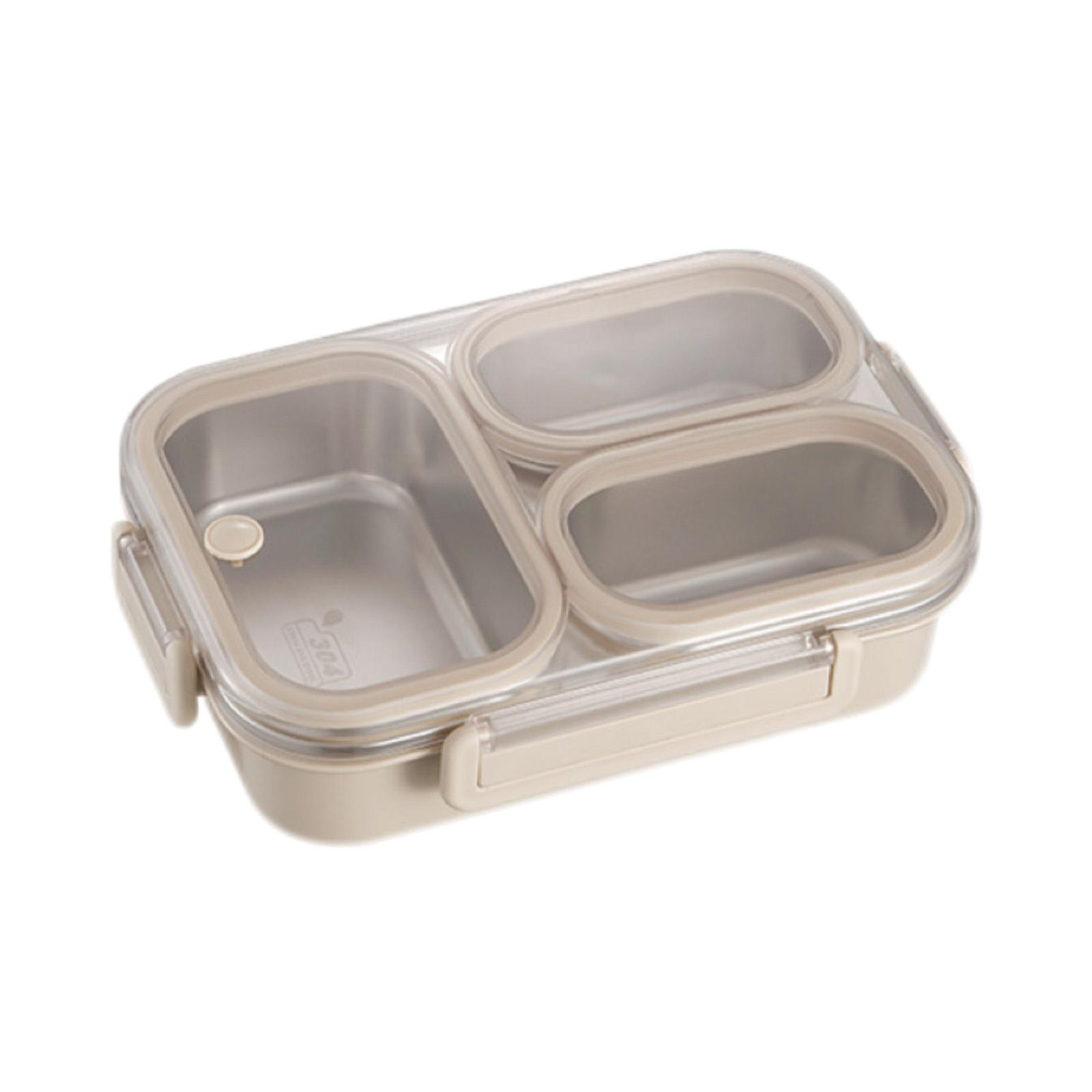 1L Food Storage Containers with Leakproof Lid Portable Sealed Lunch Boxes 3-Compartment for Office&School&Healthy Eating