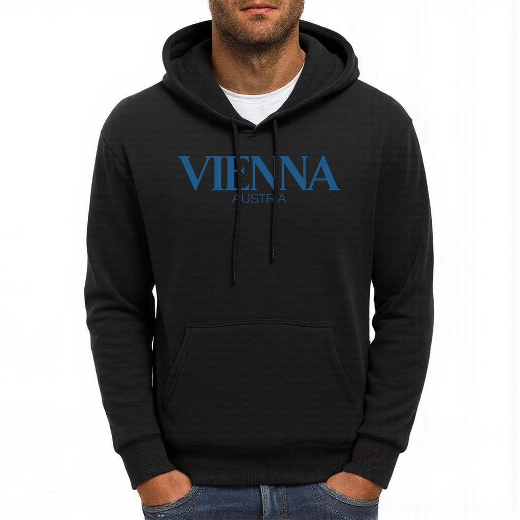 Vienna Austria Letter Design Men Hoody Hip Hop Casual Hoodie Oversized All-Match Autumn Sportswear Street Fleece Hoodies