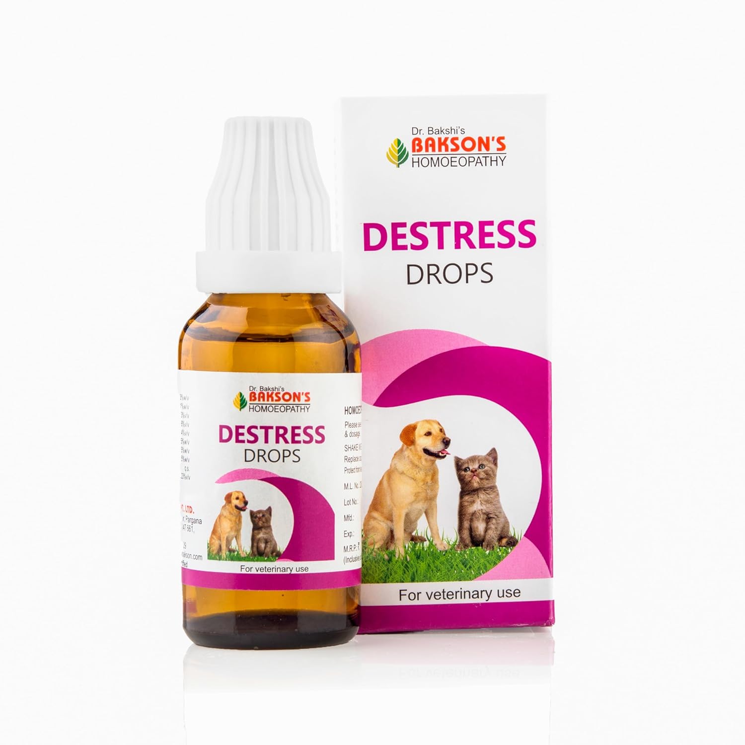 

Bakson Veterinary Destress Drops For Pets Calming Support For Travel Separation Stress And Daily Comfort 30 Ml Pack Of 1