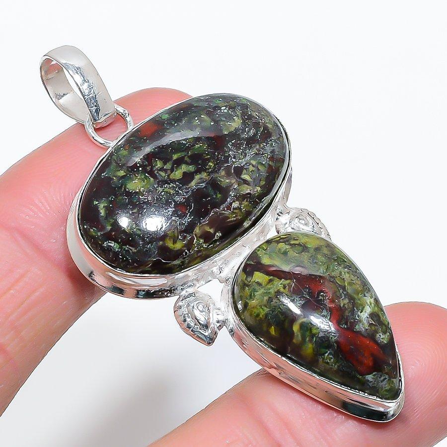 

Dragon Jasper Gemstone Handmade Ethnic Jewelry Pendant 2.25 VR-3968