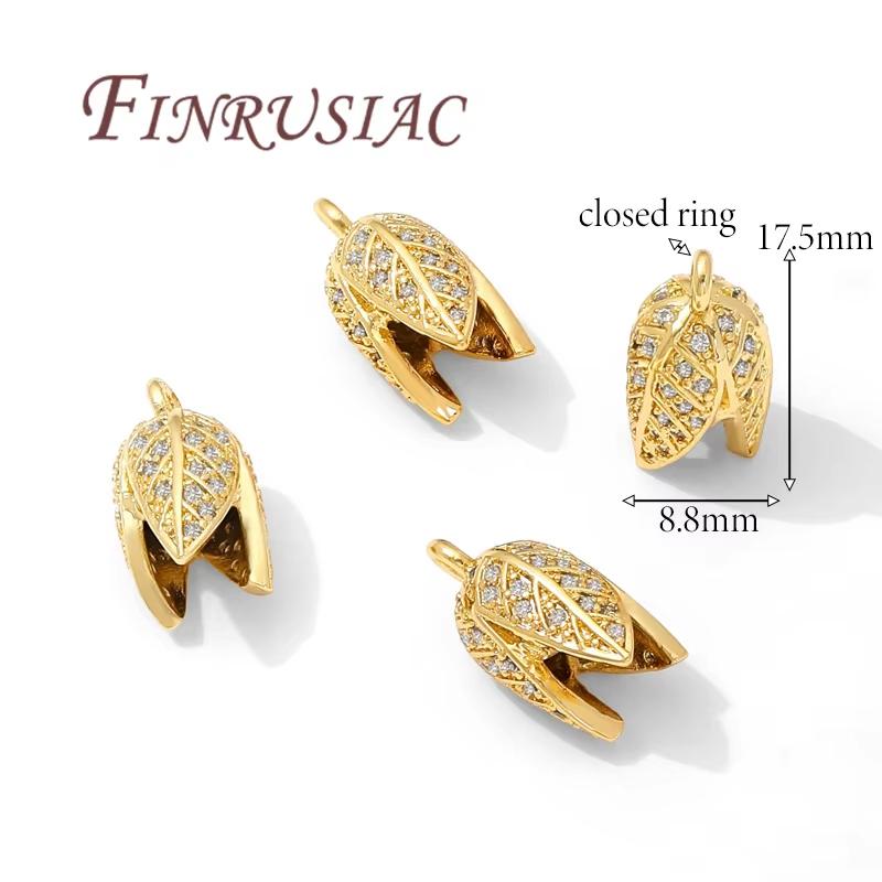 18K Gold Plated Brass with Zircon Spacers Bead Caps For Jewelry Making,Flower Bead End Caps DIY Necklace Bracelets Accessories