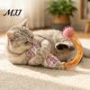Catnip Alternatives for Boredom Relief Mesh Tube Cat Toy, Crinkle Plush Pouch with Tinsel Pom Pom, Interactive Toys Small Animals Stretchable