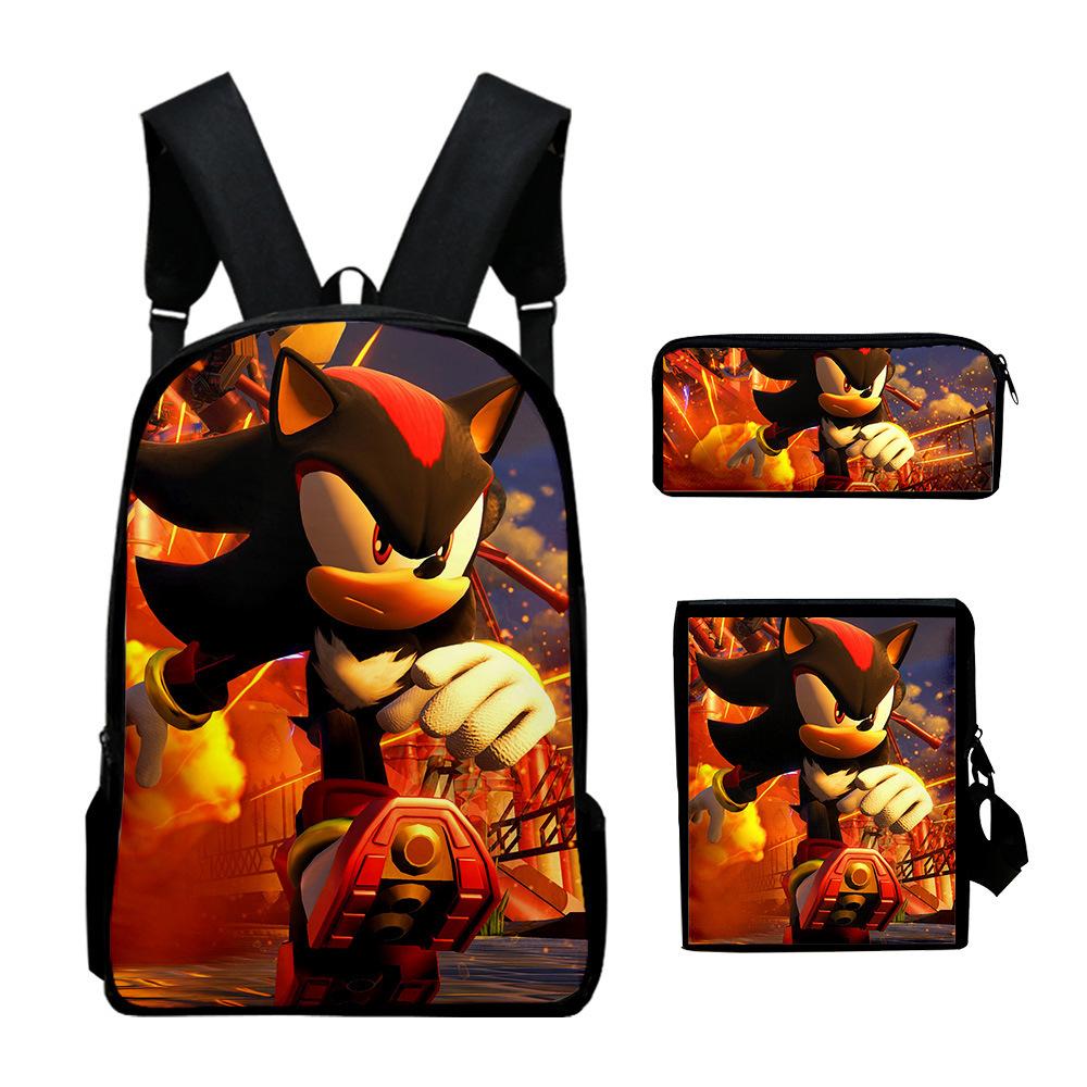 Anime Sonic Backpack Set 3D Printed Backpack Three-Piece Set