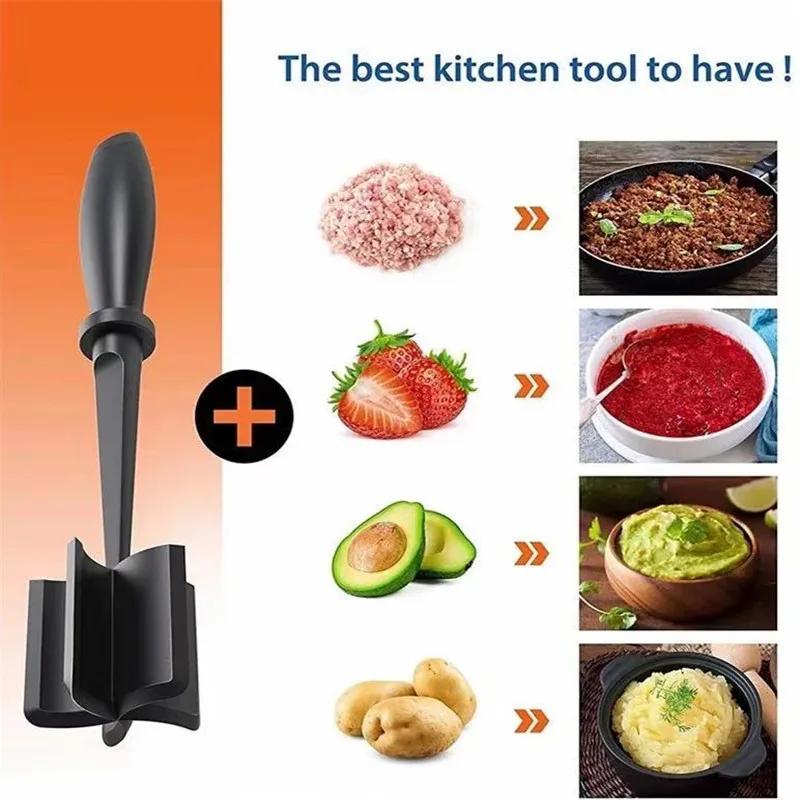 Fruit Salad Mixer Multifunctional Manual Mashed Potato Beef Meat Crusher Non-Stick Salad Masher Kitchen Mixing Rod Cooking Tools