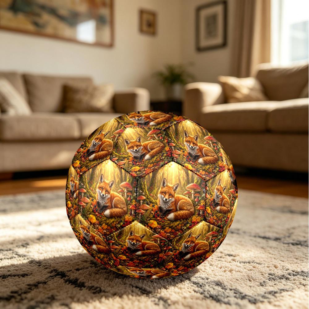 1pc Autumnal Fox Forest Theme Soccer Ball Football, Size 5, Lightweight PVC, Durable Outdoor Training Soccer Ball, Gift M61455