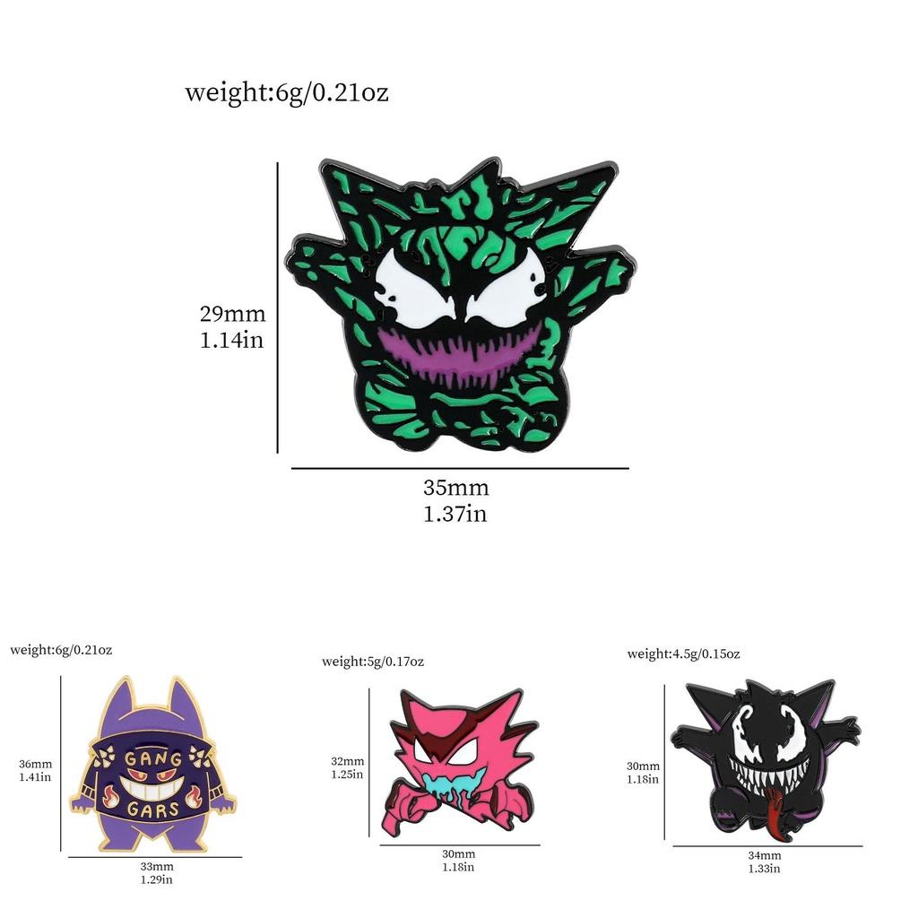 Cartoon Creative Funny Pokemon Metal Badge Ghost Venom Pocket Elf Magic Pin