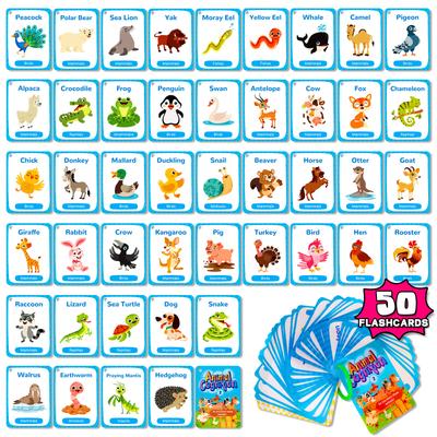 50 Tarjetas de Iluminación Infantil en Inglés de Educación Cognitiva de Animales Fonética Natural Ebay Educación Temprana Juguetes Educativos