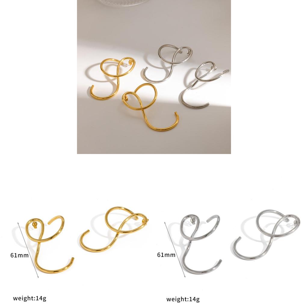 Orecchini Geometrici in Acciaio al Titanio per Donna con Finitura Oro PVD Gioielli alla Moda