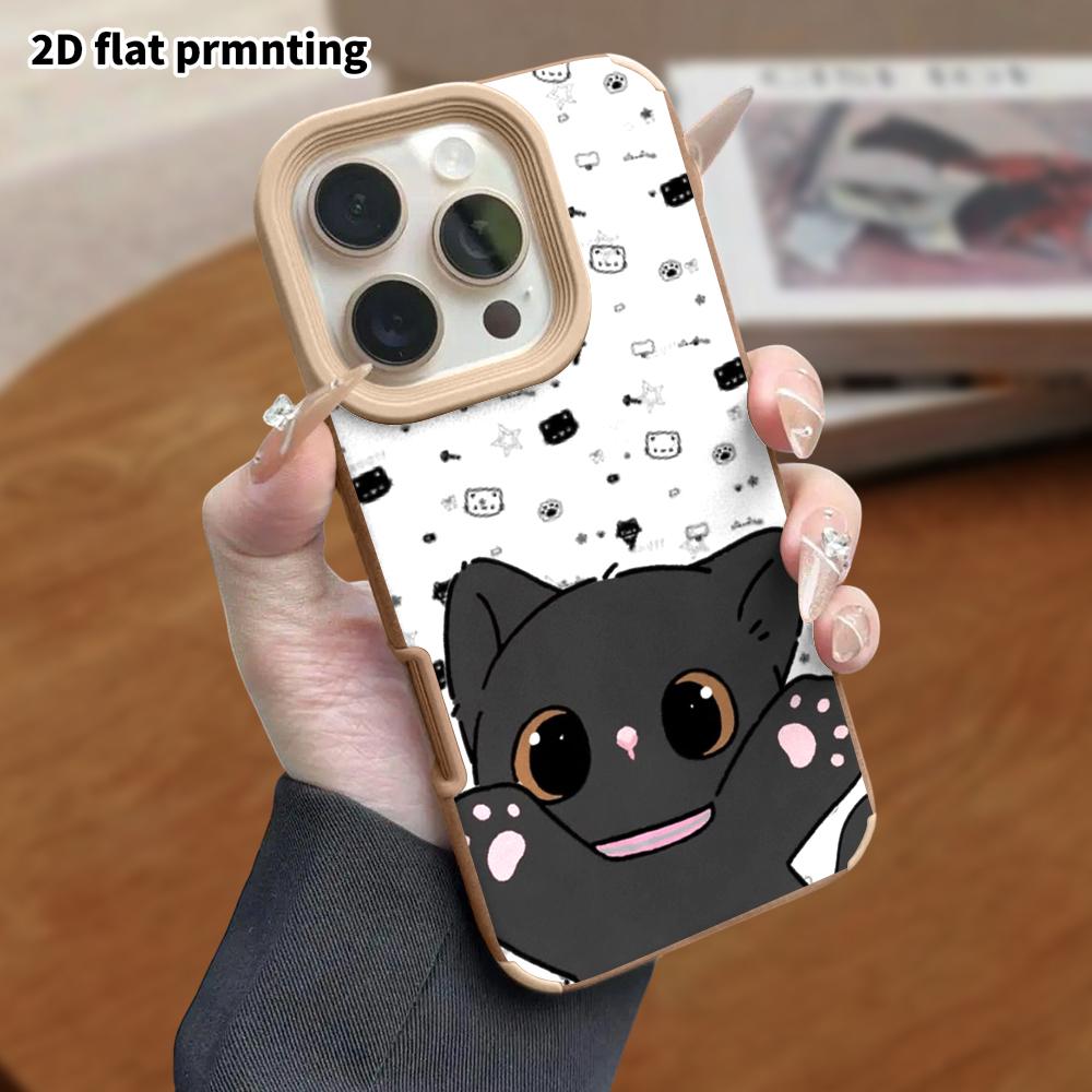 Phone Case: Lambskin 2D Flat Samsung Galaxy A34 A35 M05 M06 S20 S22 S21 FE Plus 5G Protective Case, Little Black Cat, Christmas and Halloween Gift