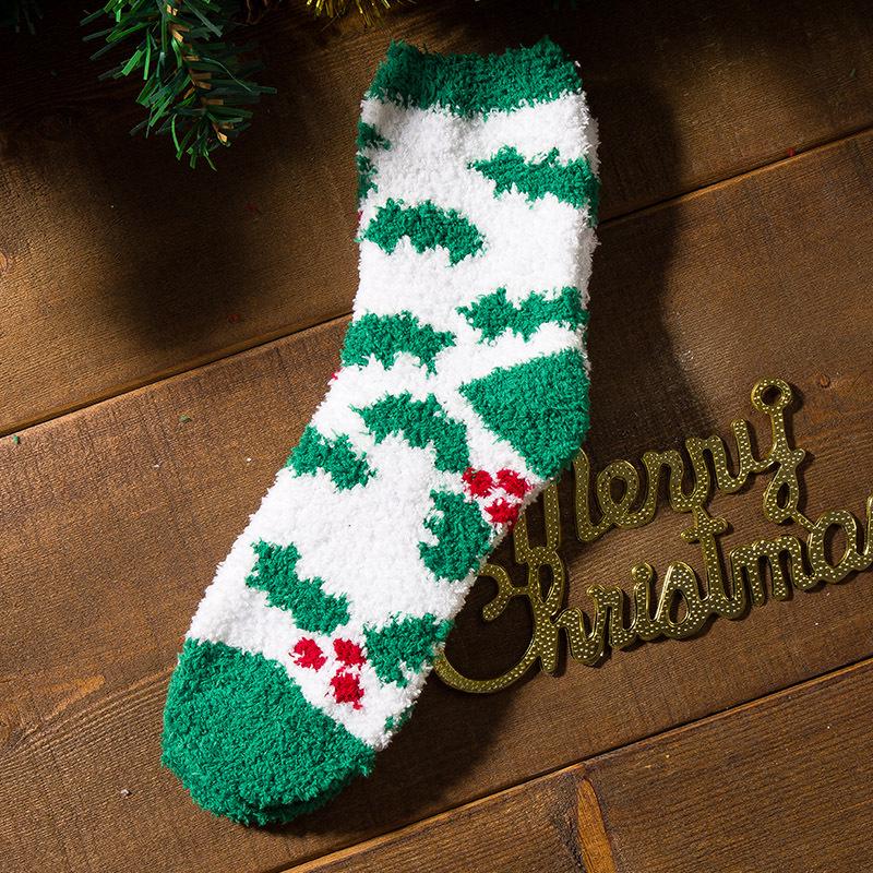 Women Christmas Socks Santa Elk Gift Fluffy Cozy Ladies Winter Warm Floor Socks