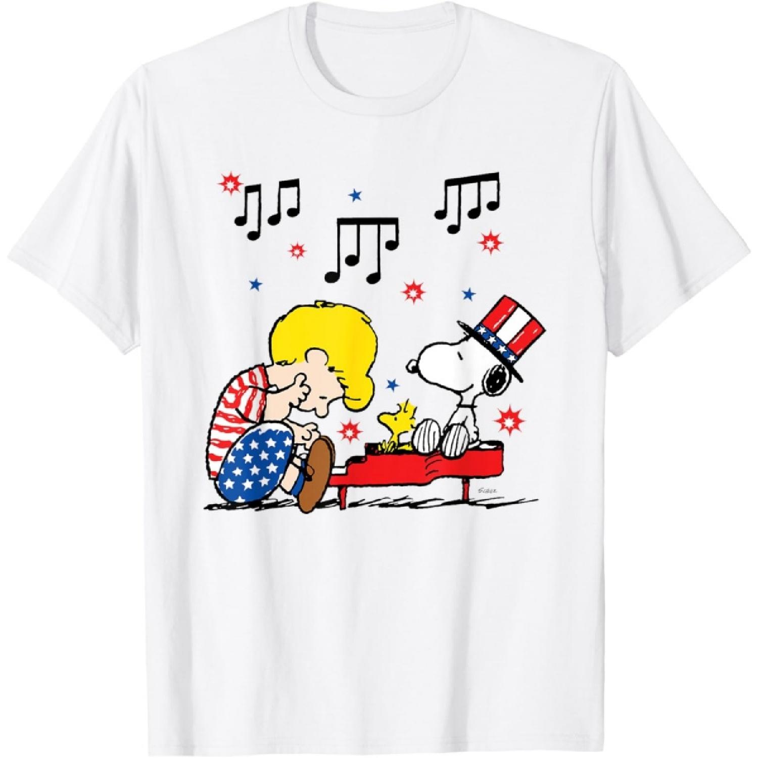 

Peanuts Schroeder and Snoopy Americana T-Shirt XXXXXL білий